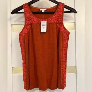 New JJilll Embroidered Cotton-Modal Camisole in Clay XSP